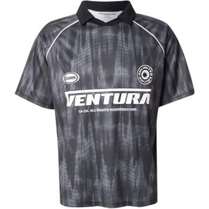 JACK & JONES Heren Bedrukt Poloshirt Jcoretreat AOP Mesh Open Collar Polo Ss, zwart, L