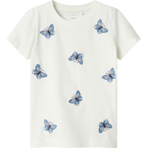 NAME IT MINI - T-Shirt - Wit Blauw - Katoen Elastaan