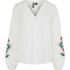 PIECES - PCSIKKA LS SHIRT MPA WVN BC - Blouse - Blauw - Geweven Stof - Lange Mouwen