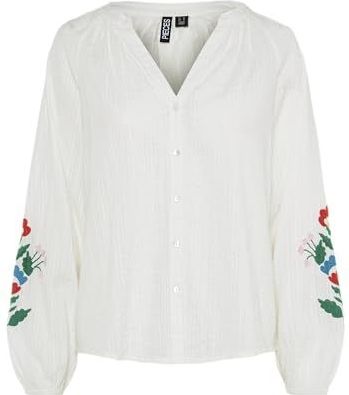 PIECES - PCSIKKA LS SHIRT MPA WVN BC - Blouse - Blauw - Geweven Stof - Lange Mouwen