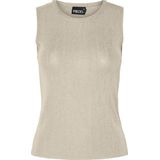 Pieces - Pcsalima Sl O-neck Knit Top - Sandshell/gold Lurex - Dames