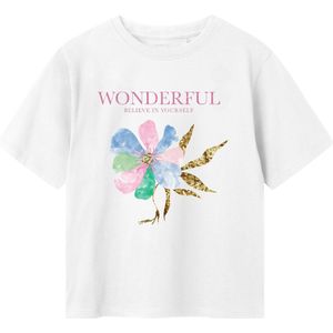 Regular Fit - T-shirt - Zwart - Jersey - Korte Mouwen, Ronde Hals, Pailletten, Glitter Detail