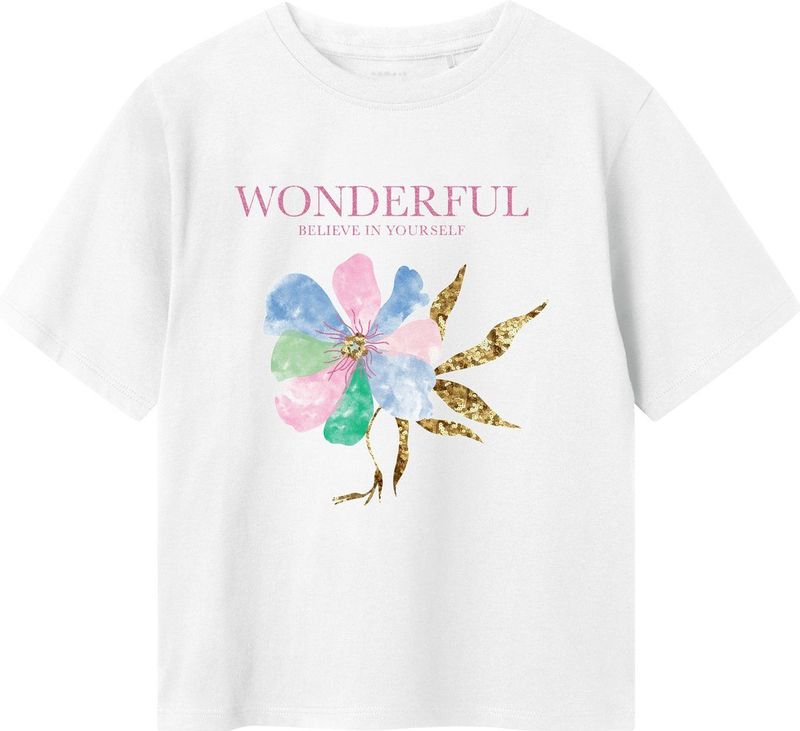 Regular Fit - T-shirt - Zwart - Jersey - Korte Mouwen, Ronde Hals, Pailletten, Glitter Detail