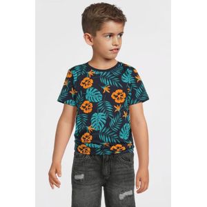 NAME IT KIDS - T-shirt - Donkerblauw/Oranje - Katoen - Korte Mouwen