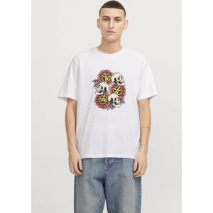 JACK & JONES Shirt 'JORAnatomy'  geel / rood / zwart / wit