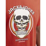 JACK & JONES Shirt 'JORAnatomy Skull'  honing / donkeroranje / zwart / wit