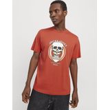 JACK & JONES Shirt 'JORAnatomy Skull'  honing / donkeroranje / zwart / wit