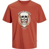 JACK & JONES Shirt 'JORAnatomy Skull'  honing / donkeroranje / zwart / wit