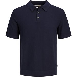 Jack & Jones - Sandri Knit Polo - Heren Polo - Blauw - Katoen en Polyester