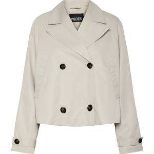 PIECES Pcscarlett Ls Short Trenchcoat - Korte Trenchcoat - Zilvergrijs