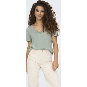 ONLY Dames Onlzola Life S/S V-hals Lace Top JRS, Aqua Gray, S