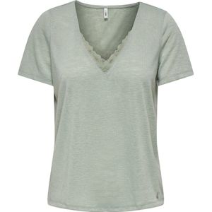 ONLY Dames Onlzola Life S/S V-hals Lace Top JRS, Aqua Gray, XL