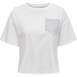 Onlterza - T-shirts - O-hals - Korte Mouwen - Glitterdetail - Cropped Fit
