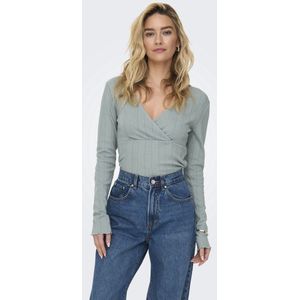 Onlcarlotta - Top - Zwart - Jersey - V-Hals - Lange Mouwen - Wikkelsluiting