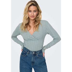 Onlcarlotta - Wikkeltop - Zwart - Jersey - Lange Mouwen - V-Hals