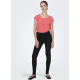 Onlvic - Top - Zwart - O-hals - Korte Mouwen - Ritssluiting - Regular Fit