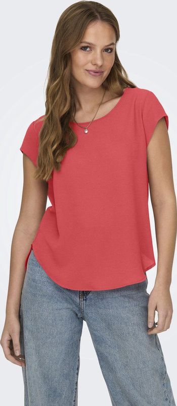 Onlvic - Top - Zwart - O-hals - Korte Mouwen - Ritssluiting - Regular Fit