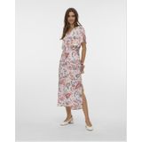 VERO MODA - Lange Jurk Caftan - Wit - Viscose - Bedrukt Motief