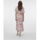 VERO MODA - Lange Jurk Caftan - Wit - Viscose - Bedrukt Motief
