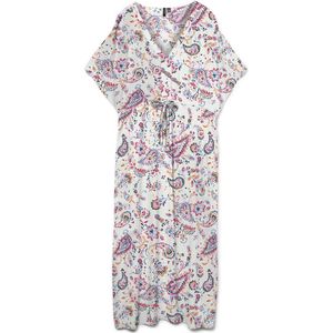 VERO MODA - Lange Jurk Caftan - Wit - Viscose - Bedrukt Motief