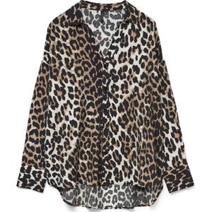 VERO MODA - Bedrukte Blouse - Zwart/Beige - Polyester