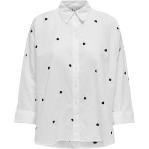 ONLY - LINA GRACE LS EMB SHIRT Blouse - Bright White - 100% Katoen
