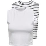 Only - ONLCHOICE - Crop-top - Bright White - 2-Pack, Mouwloos, 95% Katoen, 5% Elastaan