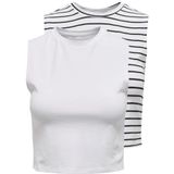 Only - ONLCHOICE - Crop-top - Bright White - 2-Pack, Mouwloos, 95% Katoen, 5% Elastaan