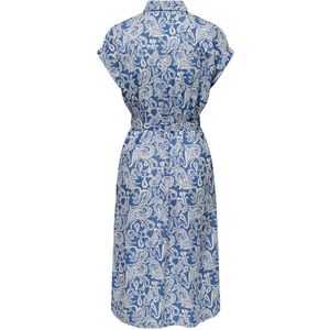 Blousejurk - Midi - Overhemdkraag - Korte Mouwen - Regular Fit - Riem in Taille