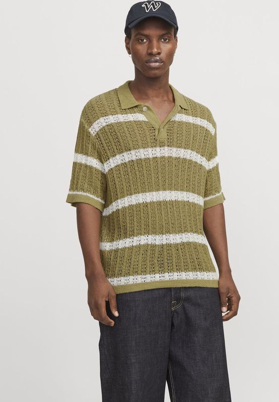 Jack & Jones - Trui - Groen/Wit - Gestreept - Polokraag