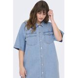 Carbelle - Korte Jurk - Denim - Regular Fit - Overhemd Kraag - 2/4 Mouwen