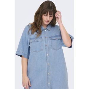 Carbelle - Korte Jurk - Denim - Regular Fit - Overhemd Kraag - 2/4 Mouwen