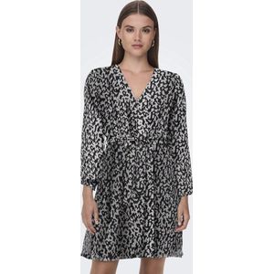ONLY - ONLCERA - Jurk - Lichtgrijs/Zwart - Dierenprint - Korte Lengte