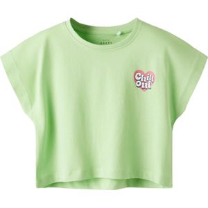 Crop Top - Rubberen Print - Ronde Hals - Kapmouwen - Kort - Loose Fit