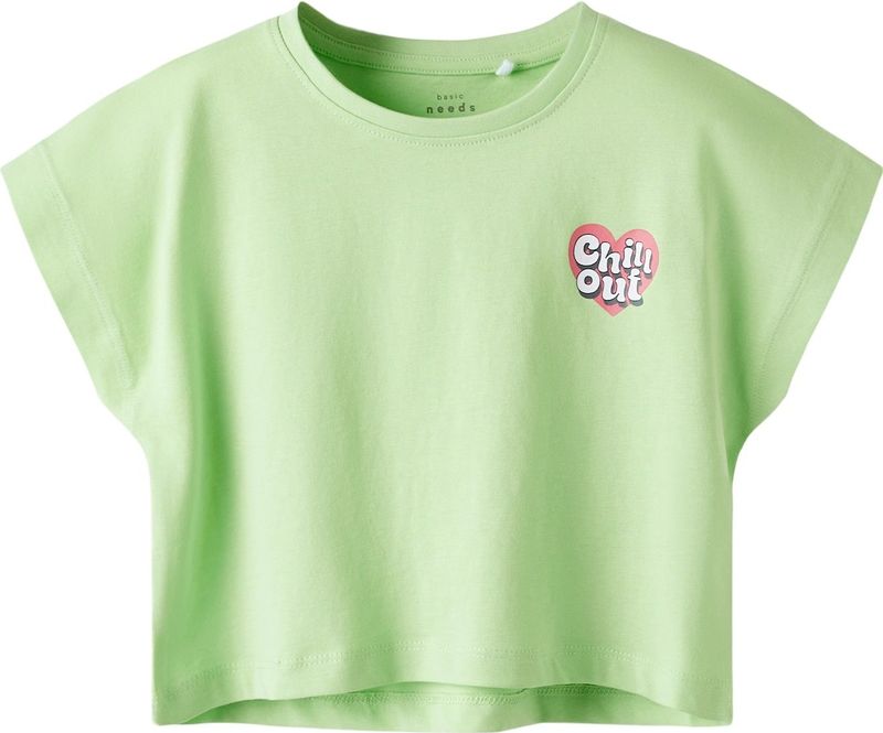 Crop Top - Rubberen Print - Ronde Hals - Kapmouwen - Kort - Loose Fit