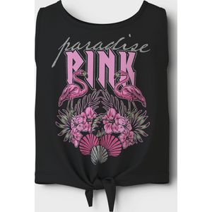 Name it - Singlet - Zwart - Met Knoop en Opdruk
