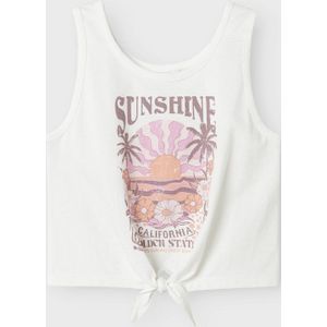 Name it - Meisjes Singlet - Wit - Knoop - Opdruk
