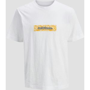 JACK & JONES - T-shirt - Wit - Katoen - Korte Mouwen - Bedrukt Motief
