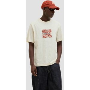 JACK & JONES - T-shirt - Beige - Katoen - Korte Mouwen - Ronde Hals