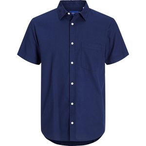 Jack & Jones - Jorvarenna Dobby Shirt Ss - Overhemd - Ocean Cavern - 100% Katoen