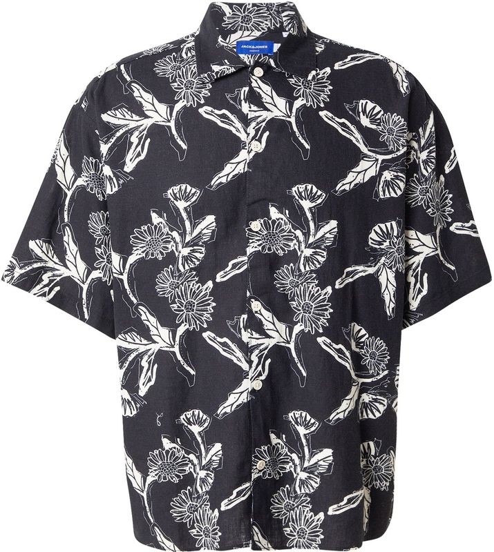 JACK & JONES - JORPAROS - Overhemd - Zwart/Wit - Comfort Fit - Halve Mouw