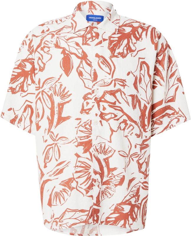 Jack & Jones - Oversized Shirt - Wit - Multicolor - Korte Mouwen - Bedrukt Design