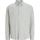 JACK&JONES - JORJAMES SPLIT STRIPE SHIRT LS - Heren Overhemden - Wit met Zwarte Strepen