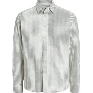 JACK&JONES - JORJAMES SPLIT STRIPE SHIRT LS - Heren Overhemden - Wit met Zwarte Strepen