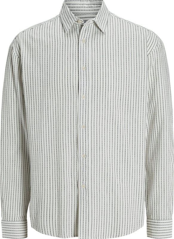 JACK&JONES - JORJAMES SPLIT STRIPE SHIRT LS - Heren Overhemden - Wit met Zwarte Strepen