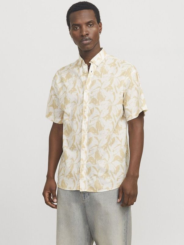 Jack & Jones - Overhemd - Camel/Wit - Regular Fit