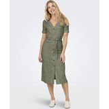 Blousejurk - Geweven - Resort Kraag - Korte Mouwen - Regular Fit