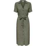 Blousejurk - Geweven - Resort Kraag - Korte Mouwen - Regular Fit