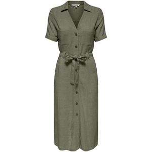 Blousejurk - Geweven - Resort Kraag - Korte Mouwen - Regular Fit