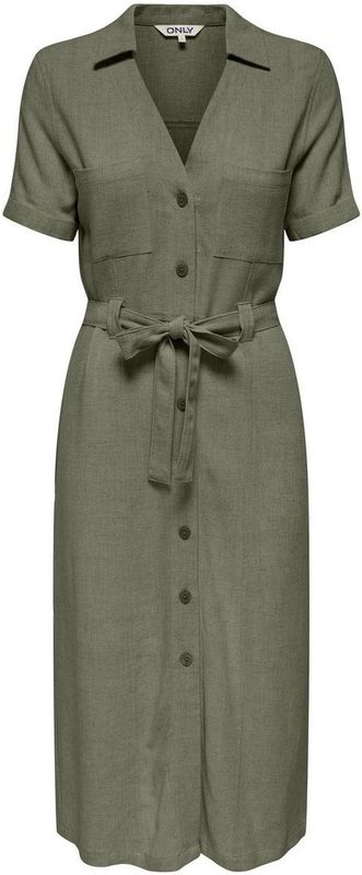 Blousejurk - Geweven - Resort Kraag - Korte Mouwen - Regular Fit